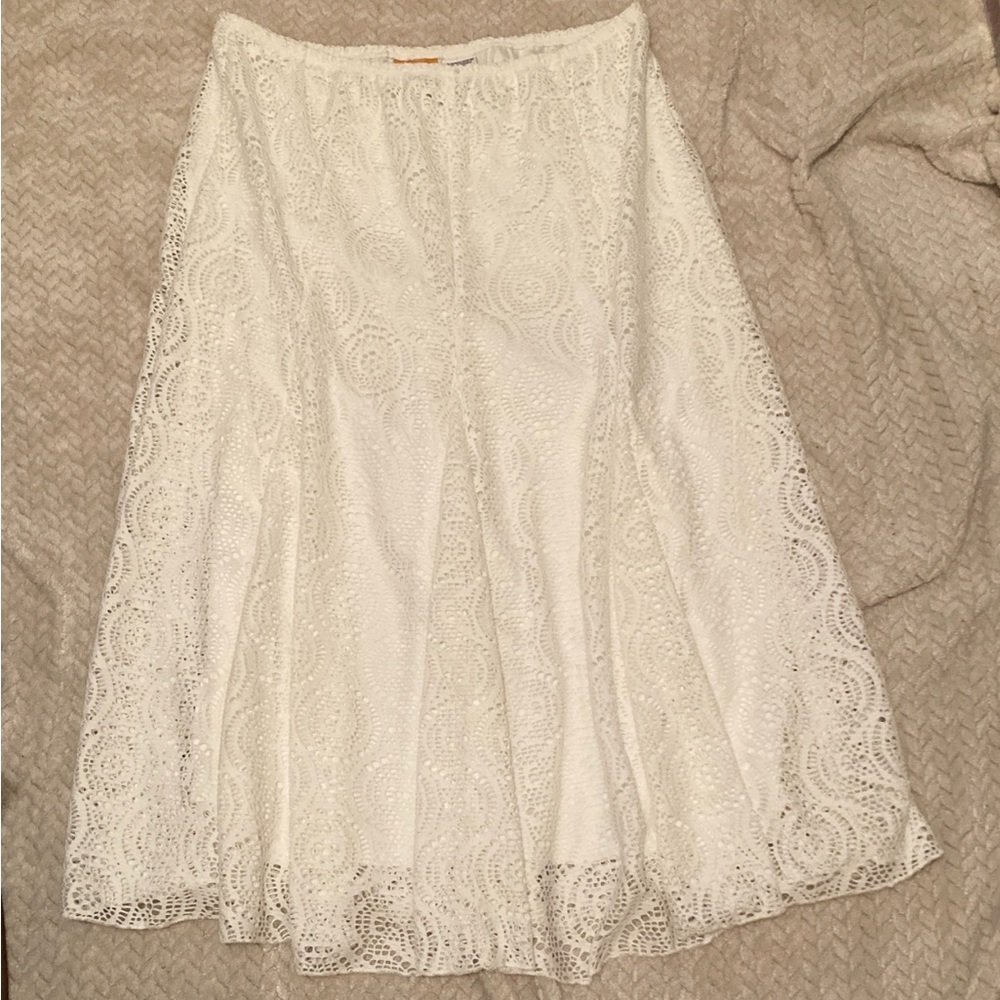 Ruby Rd. White Lace A-Line Skirt